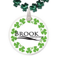 Clover Shaped Mardi Gras Beads with Decal on Disk